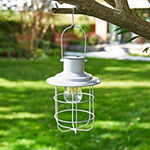 Glitzhome 9.75" Metal Wire White Hanging Outdoor Lantern