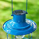 Glitzhome 9.75" Metal Wire Blue Hanging Outdoor Lantern