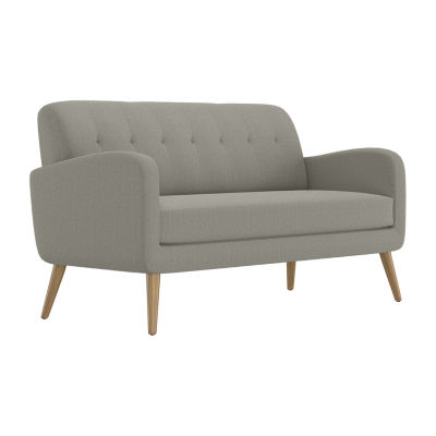 Kingston Mid-Century Modern Sofa Linen with Legs a Natural Finish