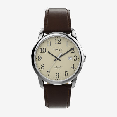 Timex Easy Reader Mens Brown Leather Strap Watch Tw2v68700jt