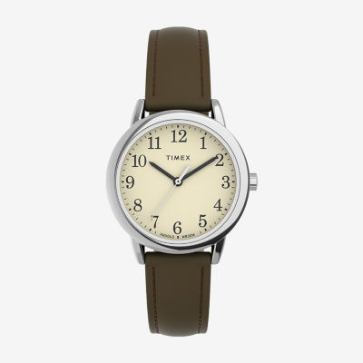 Timex Easy Reader Womens Brown Leather Strap Watch Tw2v69000jt