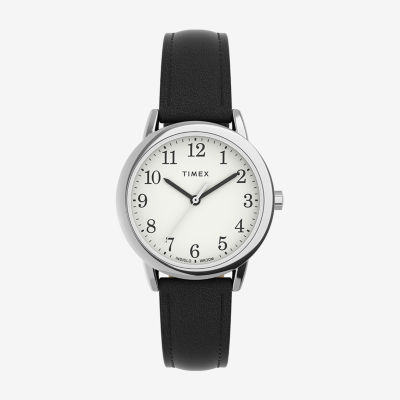 Timex Easy Reader Womens Black Leather Strap Watch Tw2v69100jt