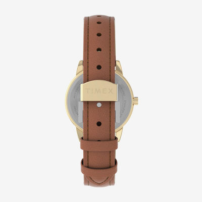 Timex Easy Reader Womens Brown Leather Strap Watch Tw2v69200jt