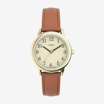 Timex Easy Reader Womens Brown Leather Strap Watch Tw2v69200jt