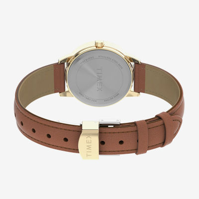 Timex Easy Reader Womens Brown Leather Strap Watch Tw2v69200jt