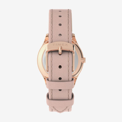 Timex Main Street Womens Pink Leather Strap Watch Tw2v76400jt