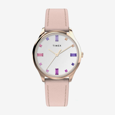 Timex Main Street Womens Pink Leather Strap Watch Tw2v76400jt