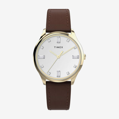 Timex Main Street Womens Brown Leather Strap Watch Tw2v76500jt