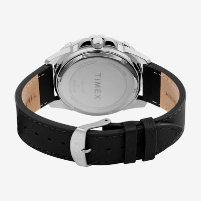 Timex Mens Black Leather Strap Watch Tw2v79100ji