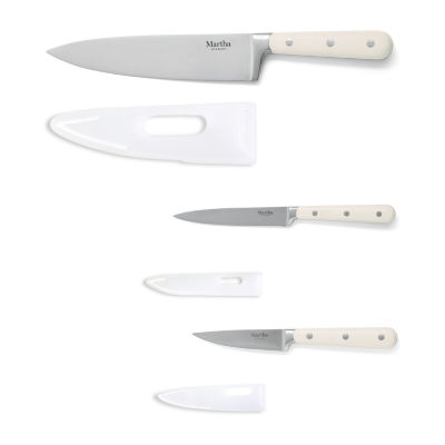 6-Piece White Triple Rivet Steak Knife Set