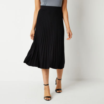 Worthington Womens Mid Rise Midi Pleated Skirt, Color Black JCPenney