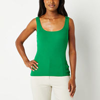 Worthington Womens Scoop Neck Sleeveless Pullover Sweater, Small, Green