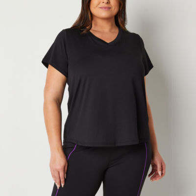 Xersion Womens Crew Neck Short Sleeve T-Shirt Plus