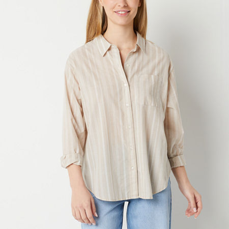  a.n.a Womens Long Sleeve Boxy Fit Button-Down Shirt