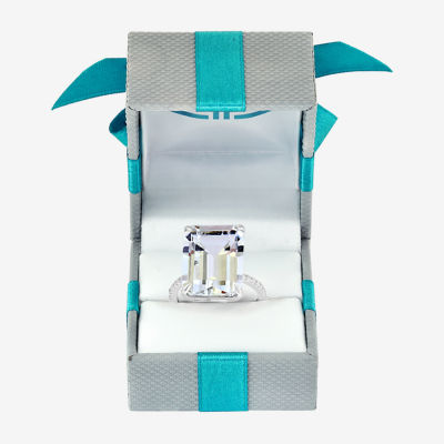 Effy Final Call Womens Genuine White Quartz Sterling Silver Side Stone Cocktail Ring