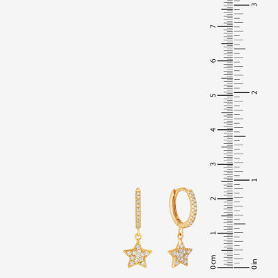 14K Gold Over Silver Star Hoop Earrings