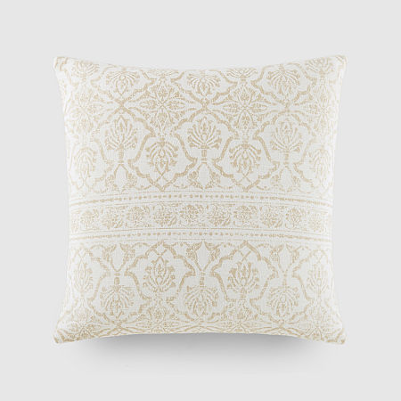 Casual Comfort Antique Floral Cotton Square Throw Pillow, One Size, White