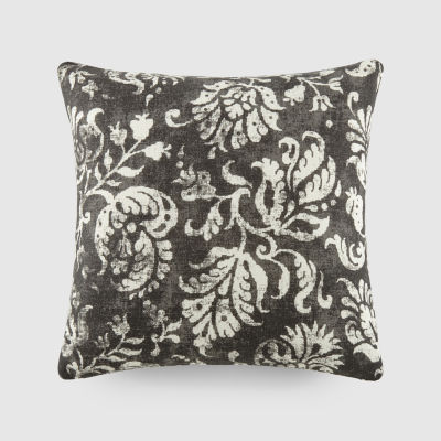 Casual Comfort Distressed Floral Cotton Square Throw Pillow
