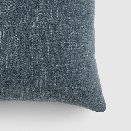 Casual Comfort Solid Cotton Square Throw Pillow, One Size, Blue