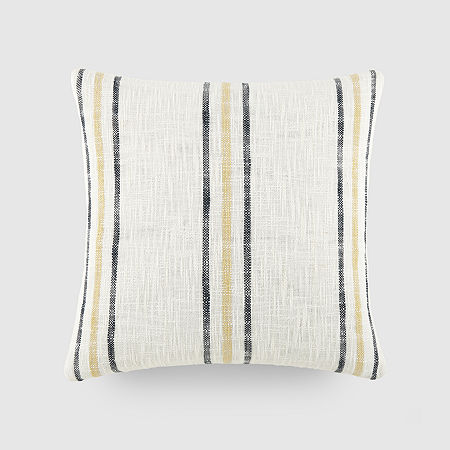 Casual Comfort Framed Stripe Yarn Dyed Square Throw Pillow, One Size, Yellow