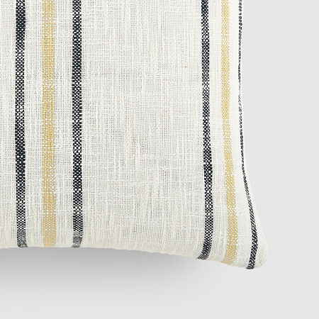 Casual Comfort Framed Stripe Yarn Dyed Square Throw Pillow, One Size, Yellow