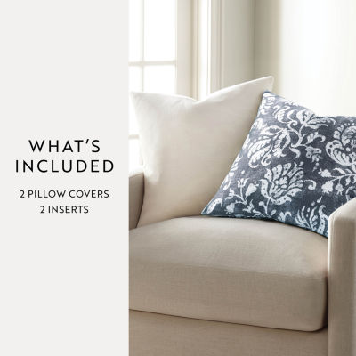 Casual Comfort Distressed Floral 2pk 2-pc. Square Throw Pillows