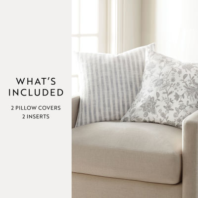 Casual Comfort Bengal Stripe Jacobean 2pk 2-pc. Square Throw Pillow