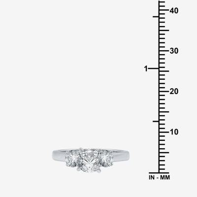 (H-I / Si1-Si2) Womens 1 1/2 CT. T.W. Lab Grown White Diamond 10K Gold Round 3-Stone Engagement Ring