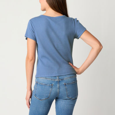 a.n.a Womens Short Sleeve Henley Shirt