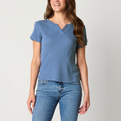 a.n.a Womens Short Sleeve Henley Shirt