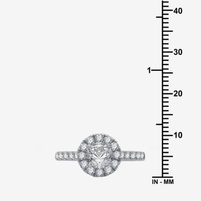 (I / Si2) Womens 2 3/4 CT. T.W. Lab Grown White Diamond 10K White Gold Round Side Stone Halo Bridal Set