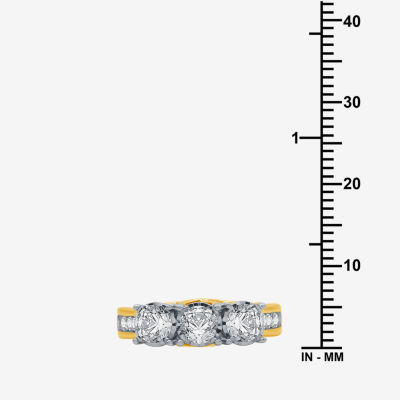 Love Lives Forever (H-I / I1) Womens 1 1/2 CT. T.W. Lab Grown White Diamond 10K Gold Round 3-Stone Engagement Ring