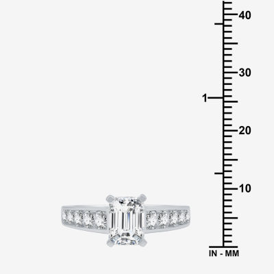 (H-I / I1) Womens 2 3/4 CT. T.W. Lab Grown White Diamond 10K Gold Side Stone Engagement Ring