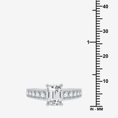 (H-I / I1) Womens 2 3/4 CT. T.W. Lab Grown White Diamond 10K White Gold Side Stone Engagement Ring