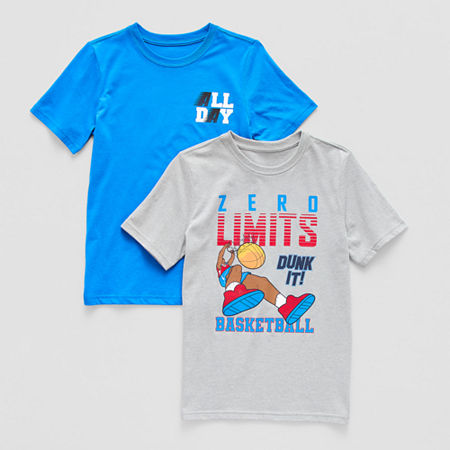 Xersion Little & Big Kid Boys Crew Neck Short Sleeve Regular Fit 2-pc. Graphic T-Shirt, Medium (10-12), Blue