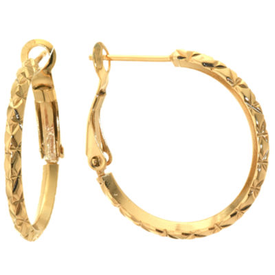 Silver Reflections Womens 24K Gold Over Brass 25mm Hoop Earrings