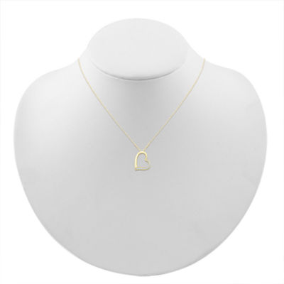 Womens Diamond Accent Natural White Diamond 10K Gold Heart Pendant Necklace