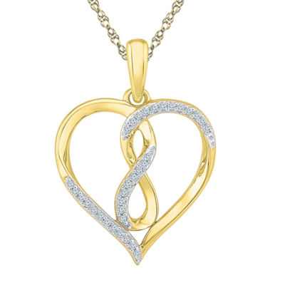 Womens / CT. T.W. Mined White Diamond 10K Gold Heart Pendant Necklace