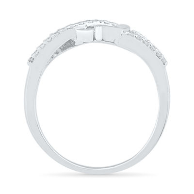 Womens 1/6 CT. T.W. Natural White Diamond Sterling Silver Heart Cocktail Ring
