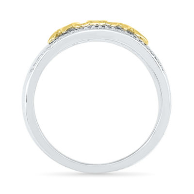 "Mom" Womens 2MM 1/6 CT. T.W. Natural White Diamond 10K Gold Over Silver Band