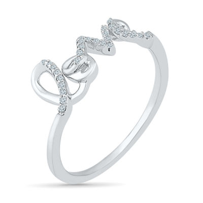 Womens Diamond Accent Natural White Diamond Sterling Silver Cocktail Ring