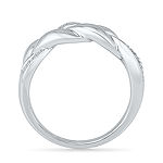 Womens Diamond Accent Mined White Diamond Sterling Silver Crossover Cocktail Ring
