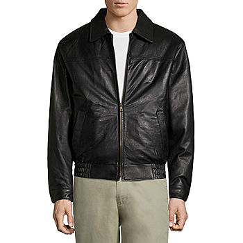 Vintage Leather Lambskin Bomber Jkt Leather Bomber Jacket-JCPenney, Color:  Black