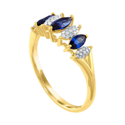 Womens 1/10 CT. T.W. Genuine Blue Sapphire 10K Gold Cocktail Ring