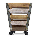 American Art Decor Rustic Wooden Metal Storage Bin Crate with Wheels