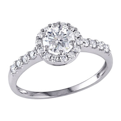 Womens 1 CT. T.W. Natural White Diamond 14K White Gold Round Engagement Ring
