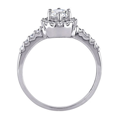 Womens 1 CT. T.W. Natural White Diamond 14K White Gold Round Engagement Ring