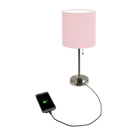 LimeLights Stick Lamp With Charging Outlet Table Lamp, One Size, Pink