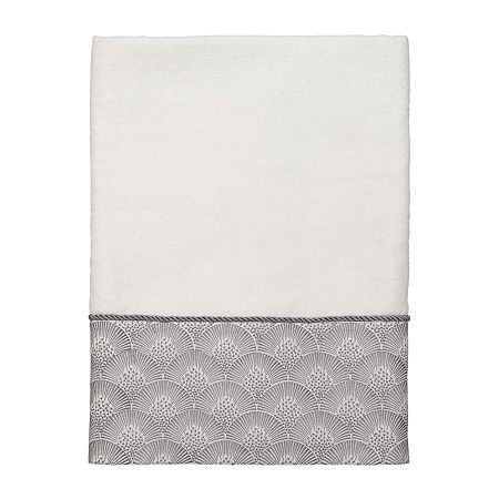 Avanti Deco Shell White Embellished Bordered Bath Towel, One Size, White