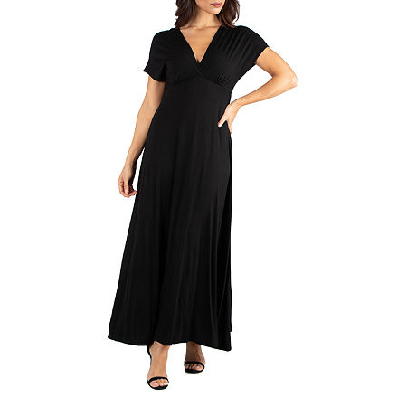  24/7 Comfort Apparel Short Sleeve Paisley Maxi Dress